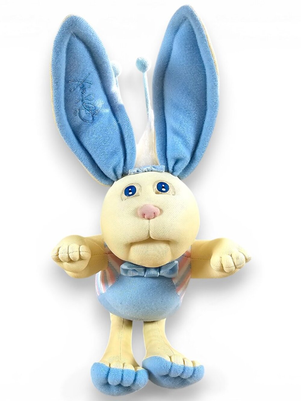 Xavier Roberts Bunny Bee Rabbit Plush Toy Blue Posable Ears Vintage 1985 10"
